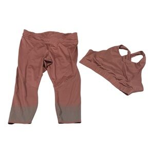 Fabletics Ultra Cool Leggings & No Bounce Sports Bra Dusty Rose Set Size 2x K4